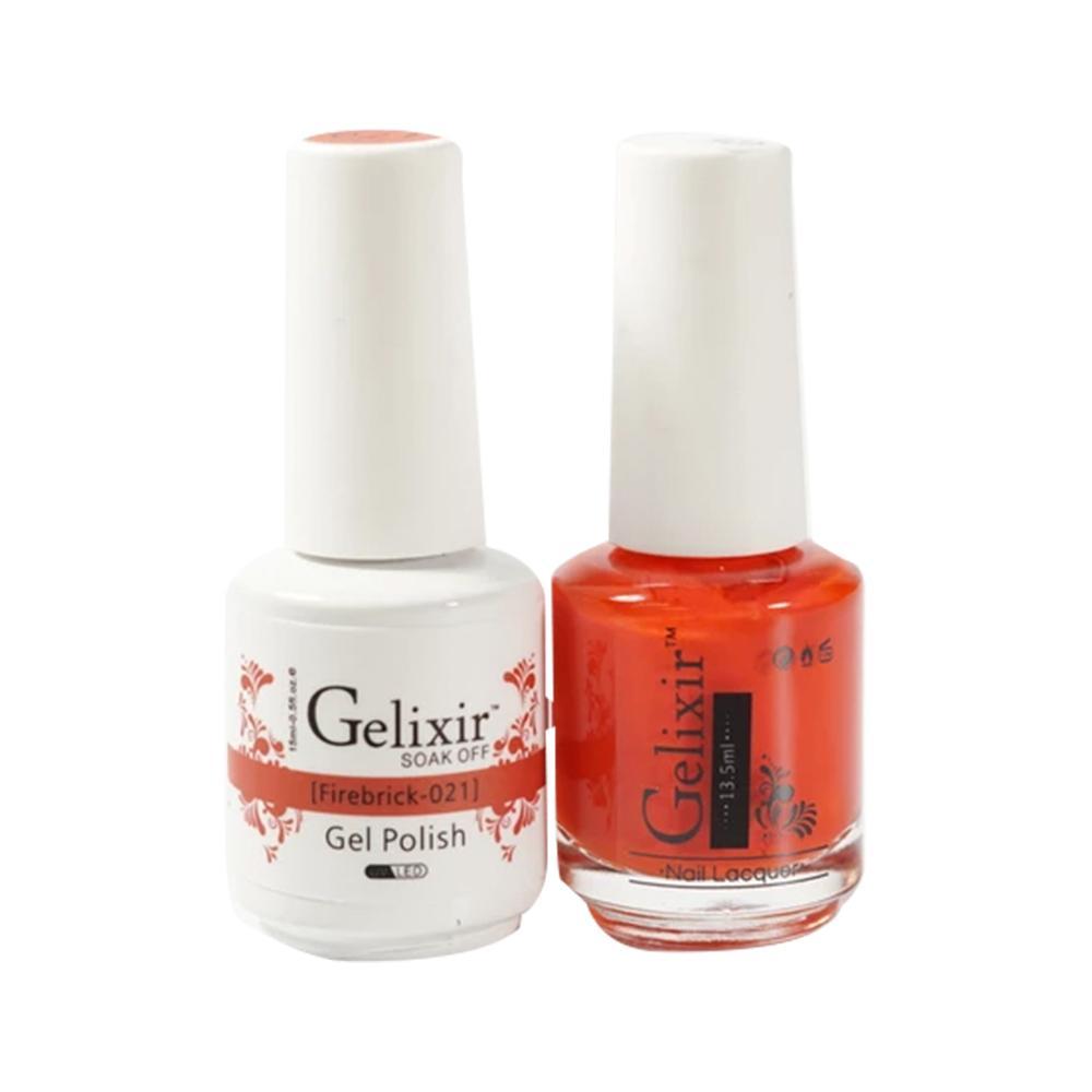 Gelixir Gel Nail Polish Duo - 021 Orange Colors - Firebrick