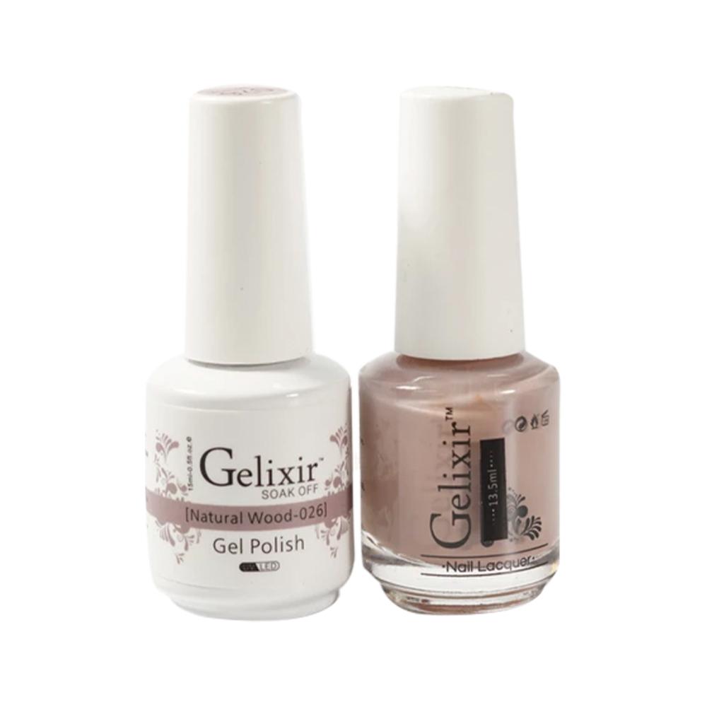 Gelixir Gel Nail Polish Duo - 026 Gray Colors - Natural Wood