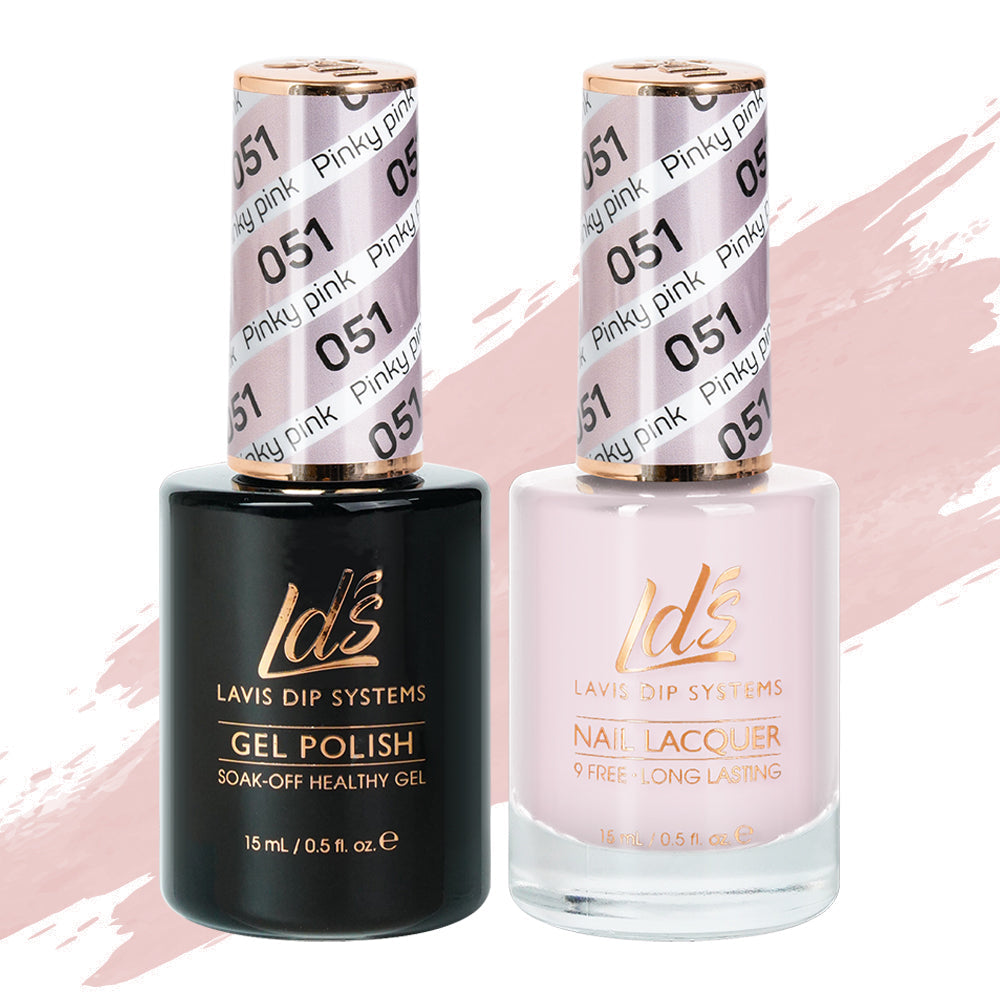 LDS Gel Nail Polish Duo - 051 Neutral, Beige Colors - Pinky Pink