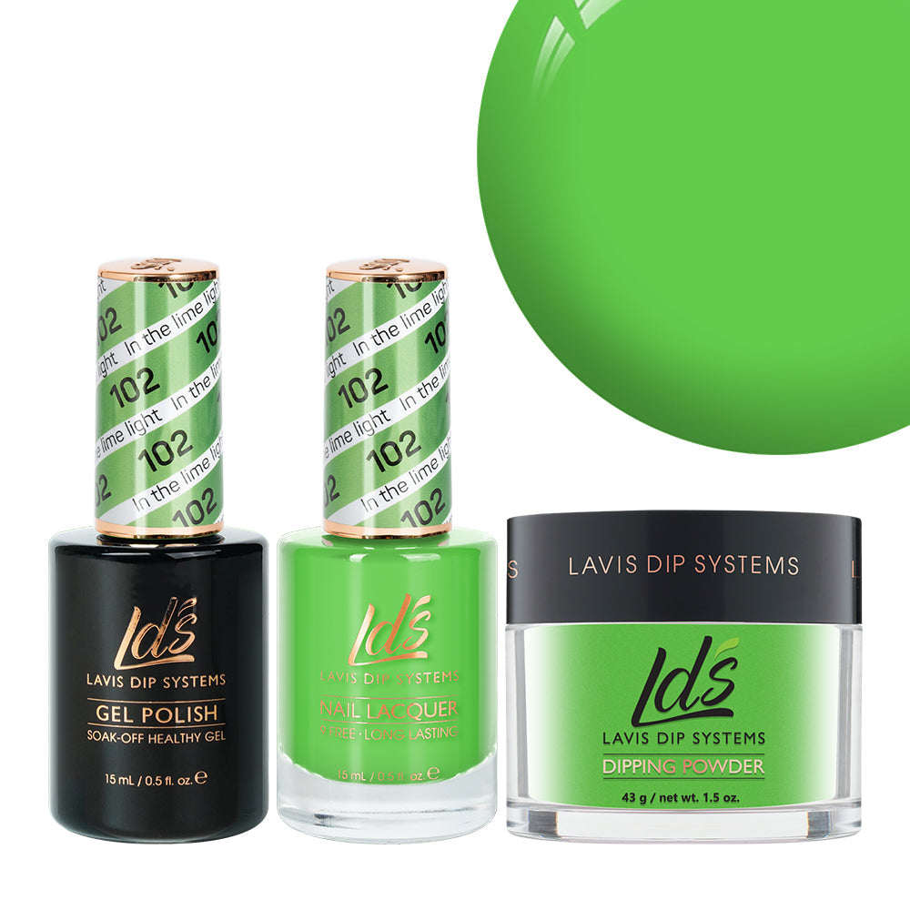 LDS 3 in 1 - 102 In The Lime Light - Dip, Gel & Lacquer Matching