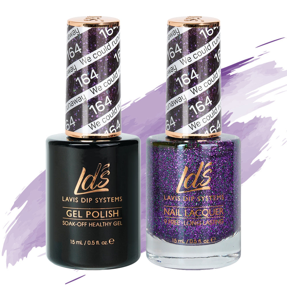 LDS Gel Nail Polish Duo - 164 Glitter, Purple Colors - We Could Runaway