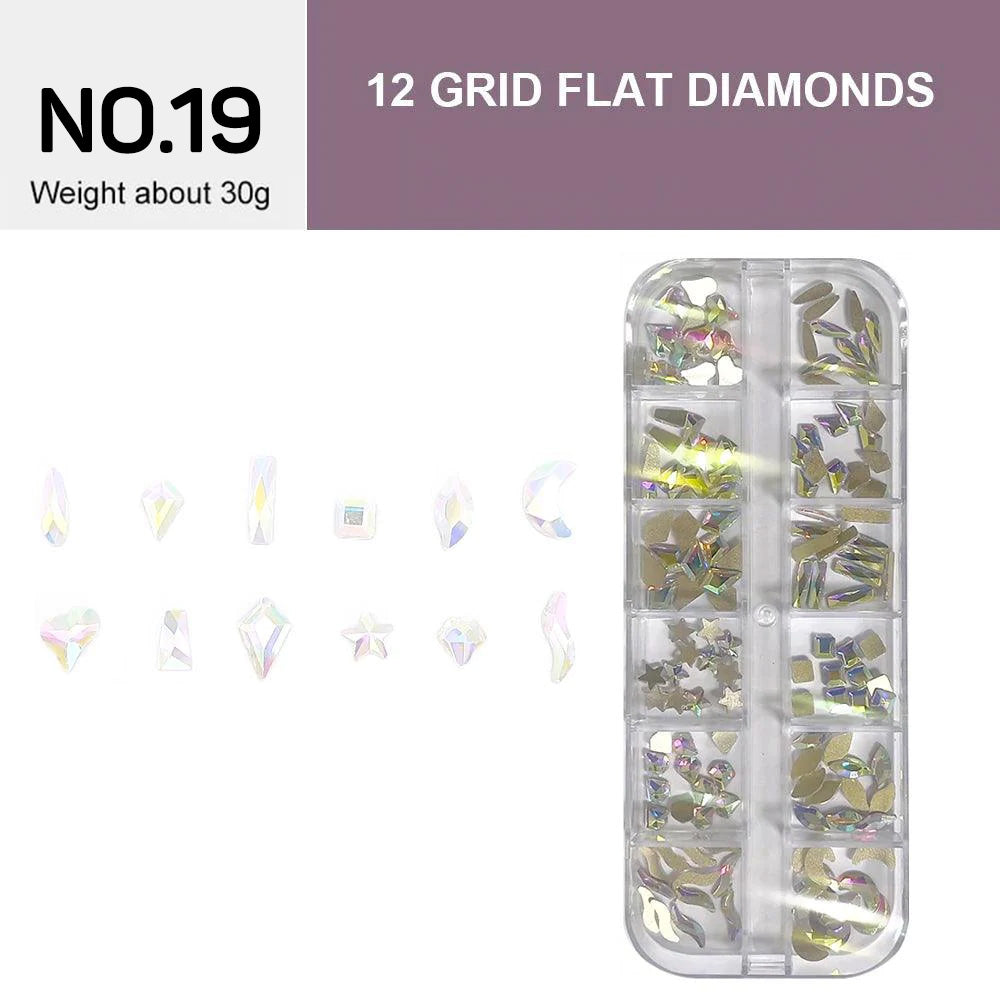 12 Grids Flat Diamonds Rhinestones #19