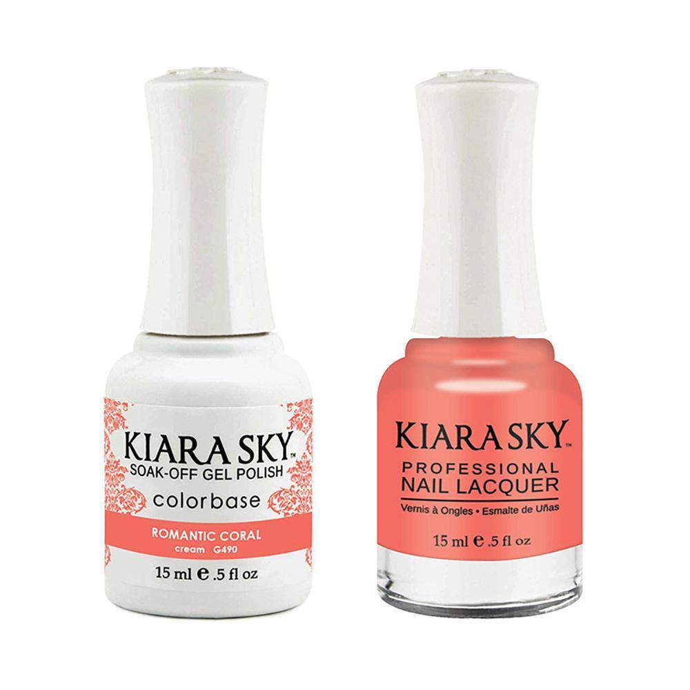 Kiara Sky Gel Nail Polish Duo - 490 Coral Colors - Romantic Coral