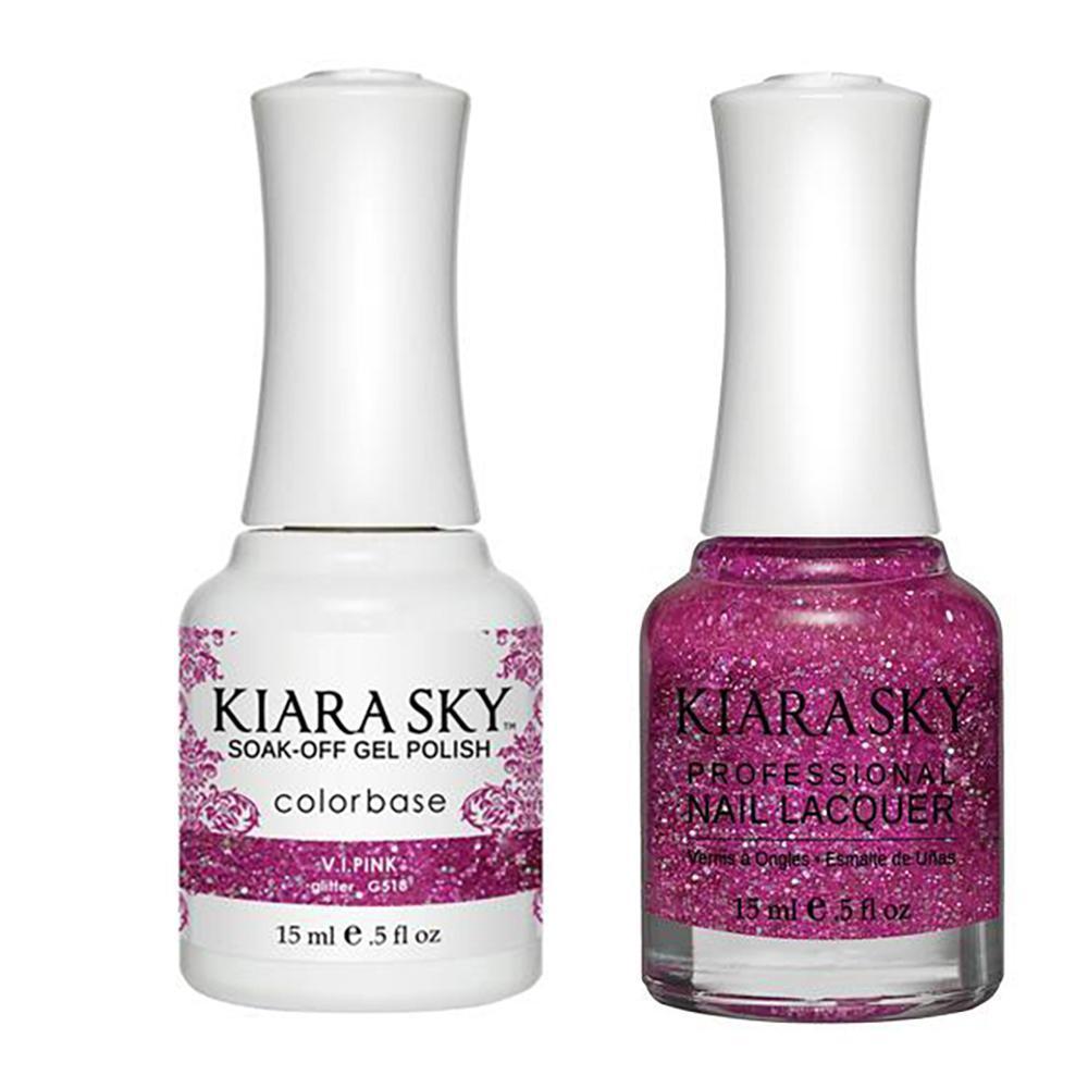 Kiara Sky Gel Nail Polish Duo - 518 Purple, Glitter Colors - V.I.Pink-kiara