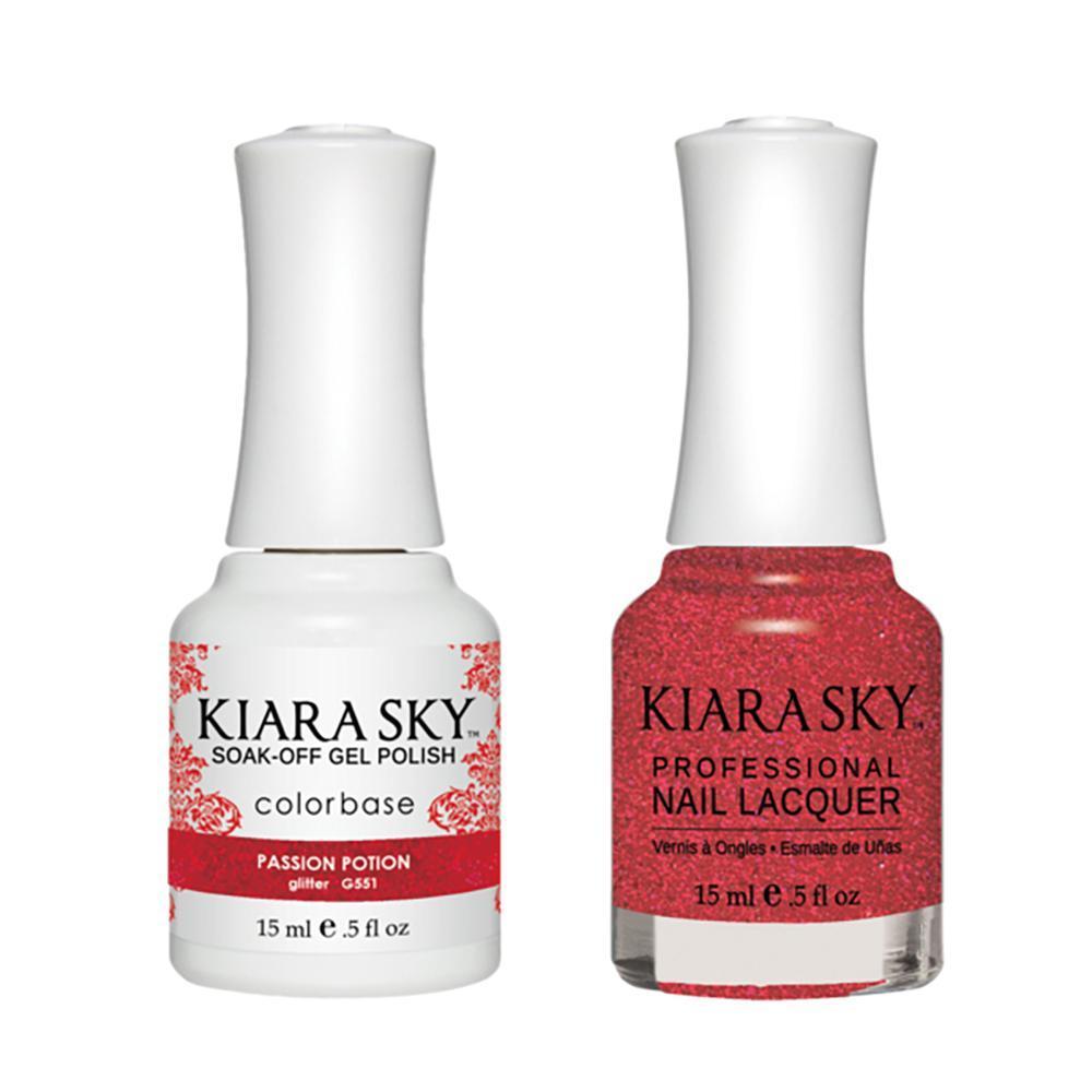 Kiara Sky Gel Nail Polish Duo - 551 Red, Glitter Colors - Passion Position