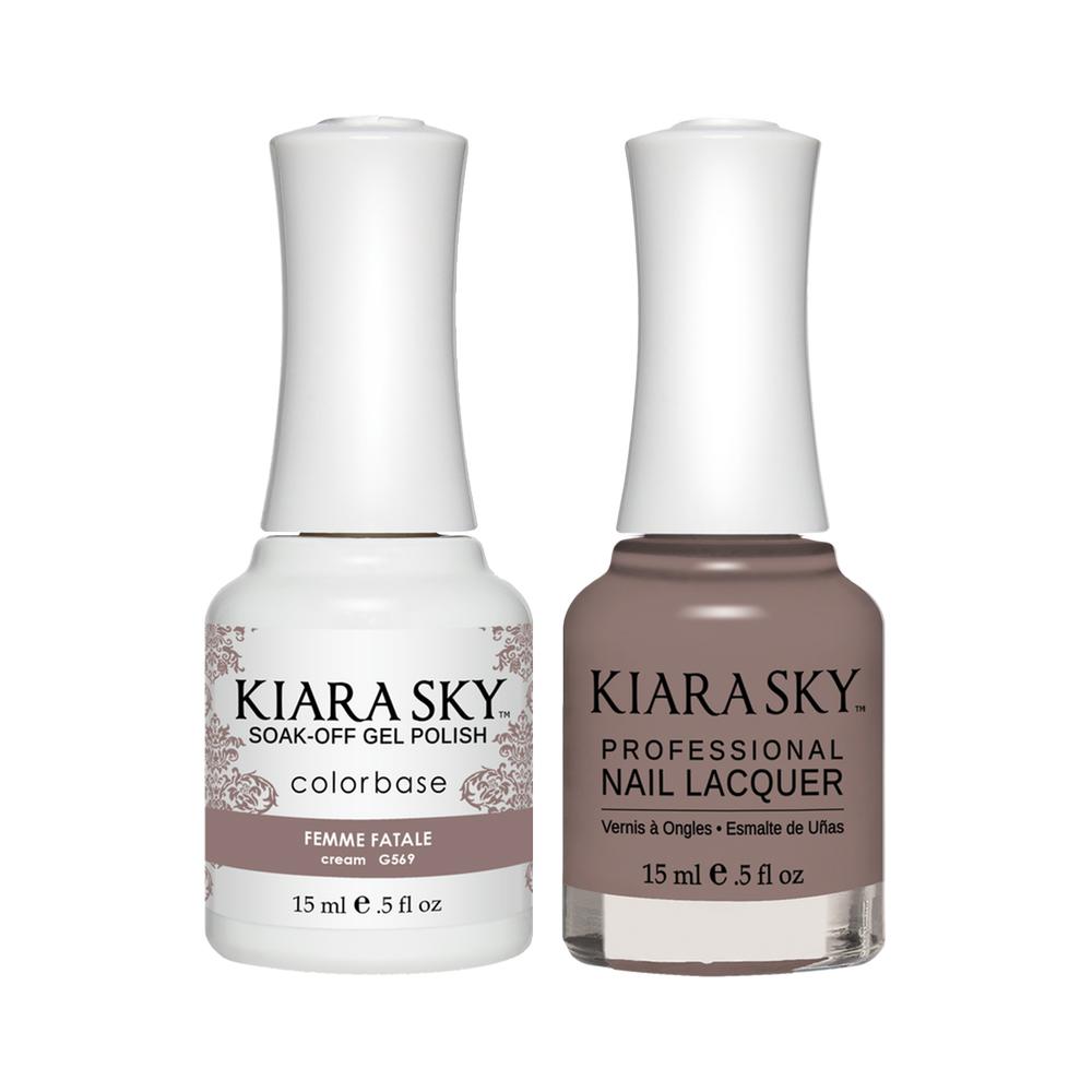 Kiara Sky Gel Nail Polish Duo - 569 Gray Colors - Femme Fatale
