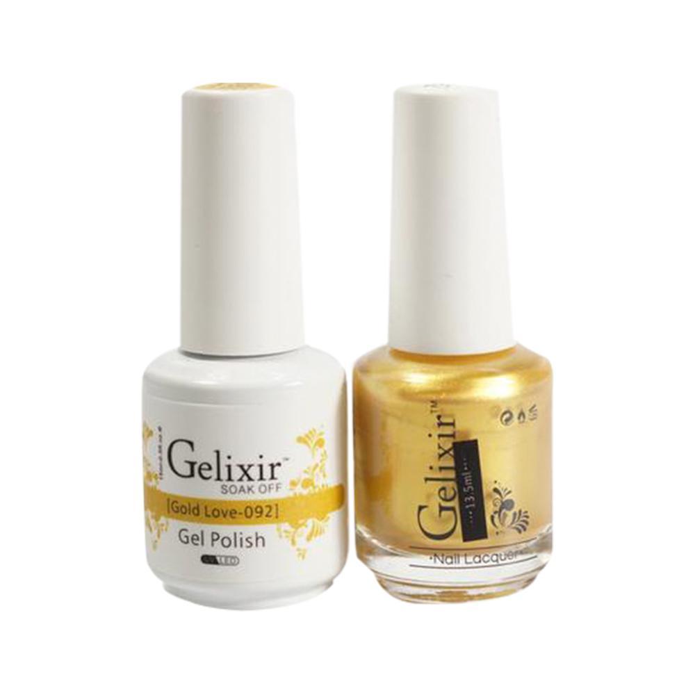 Gelixir Gel Nail Polish Duo - 092 Glitter, Gold Colors - Gold Love
