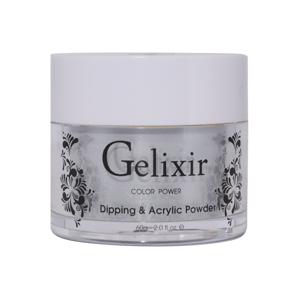 Gelixir Acrylic & Powder Dip Nails 096 Metallic Silver - Glitter, Silver Colors
