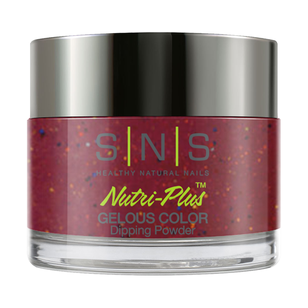 SNS Dipping Powder Nail - IS36 - Spooktacular Scarlet - Red, Glitter Colors