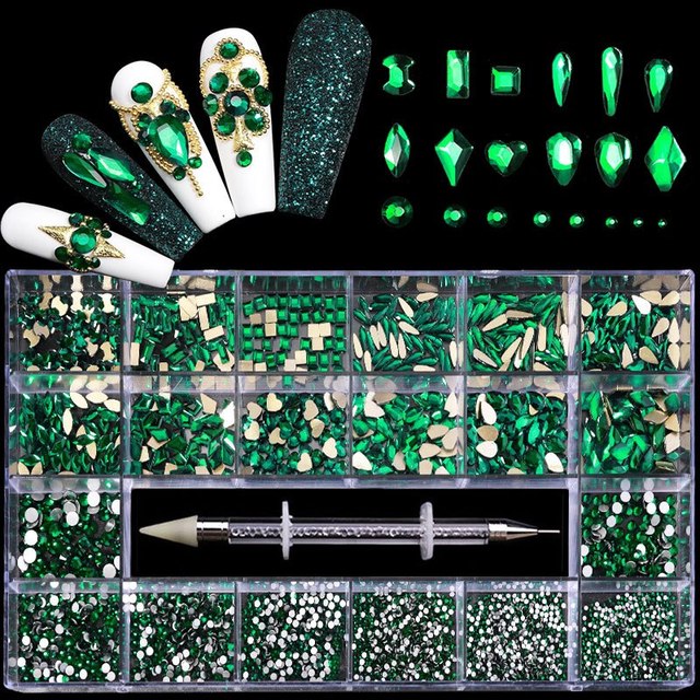 Green Glass Rhinestones Kit #12