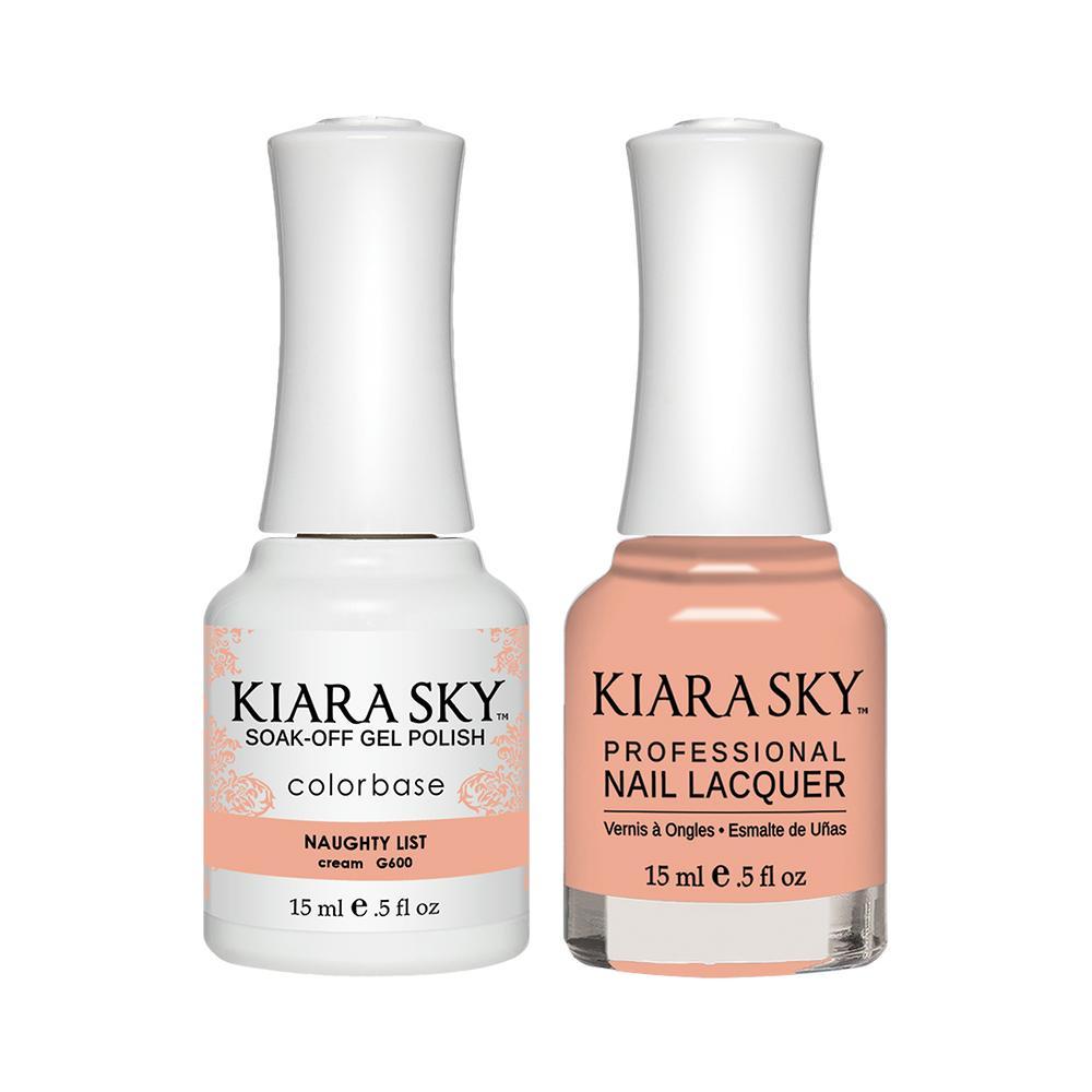Kiara Sky Gel Nail Polish Duo - 600 Beige, Neutral Colors - Naughty List