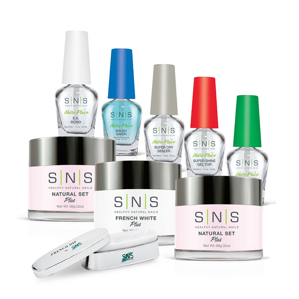  SNS Dip Powder Pink & White Kit 2: French White, Pink, Base, Essentials, Molding by SNS sold by DTK Nail Supply
