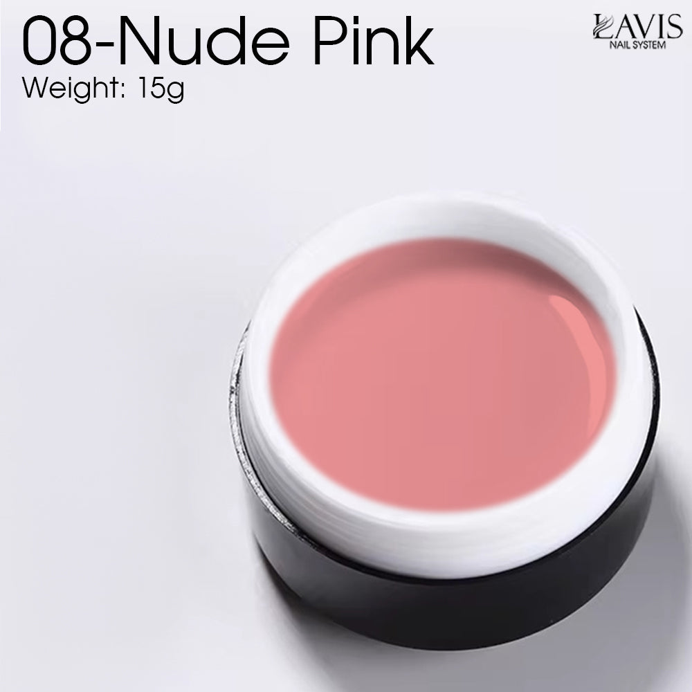 LAVIS J08 - Builder Gel In The Jar 15g - Nude Pink