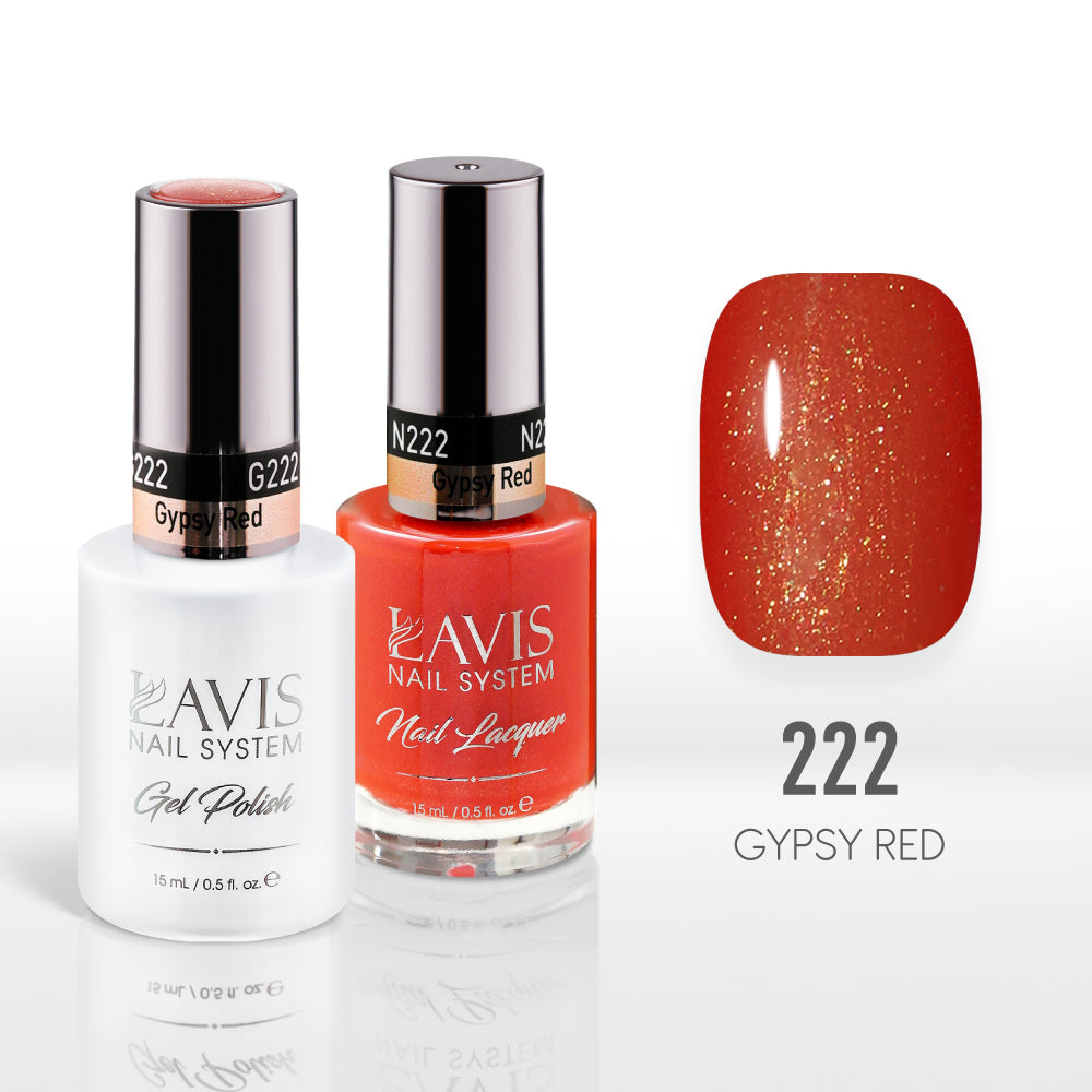 Lavis Gel Nail Polish Duo - 222 Shimmer, Red Colors - Gypsy Red