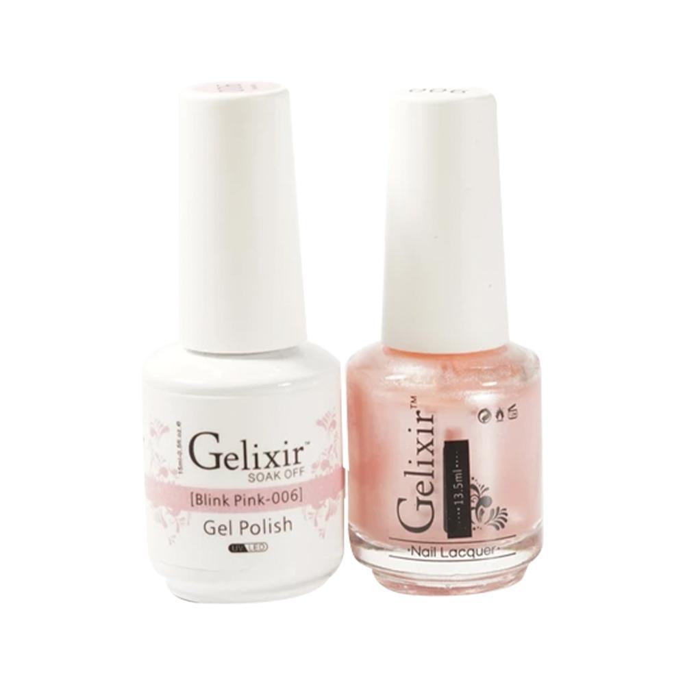 Gelixir Gel Nail Polish Duo - 006 Pink, Glitter Colors - Blink Pink