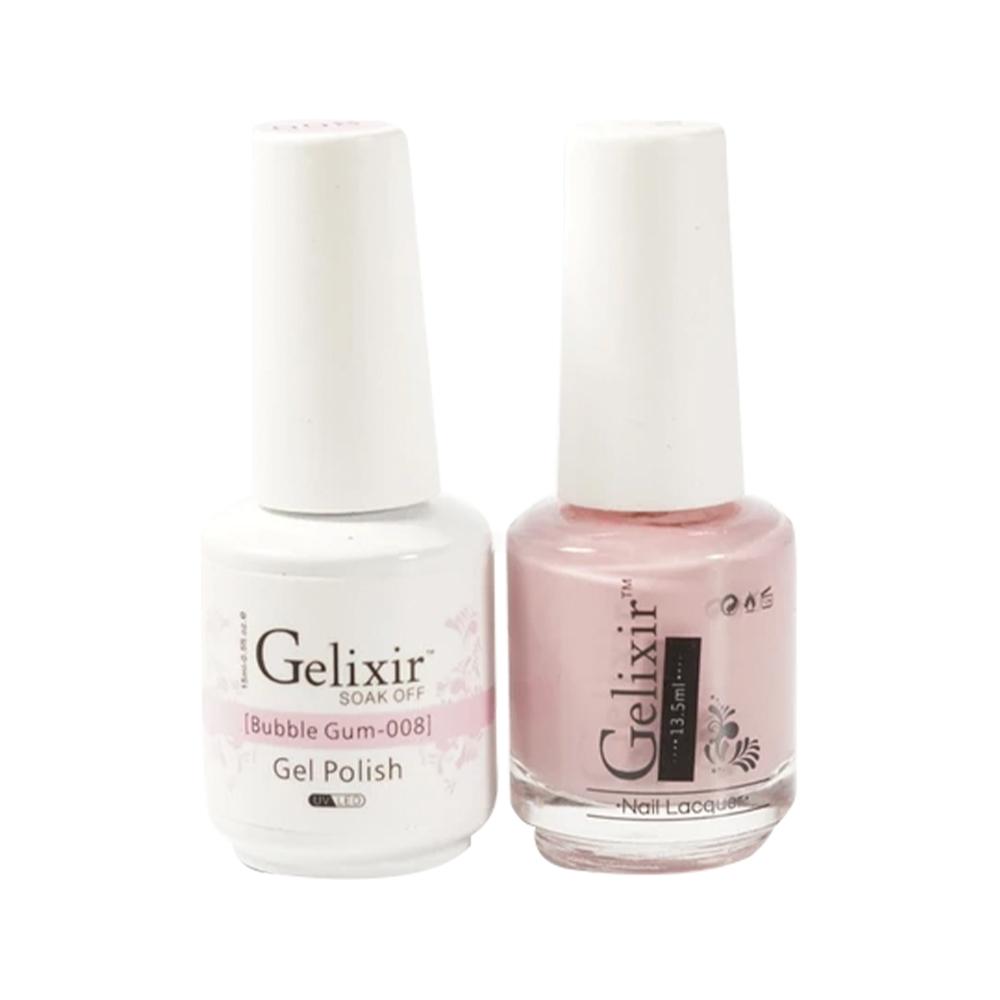 Gelixir Gel Nail Polish Duo - 008 Beige, Pink Colors - Bubble Gum