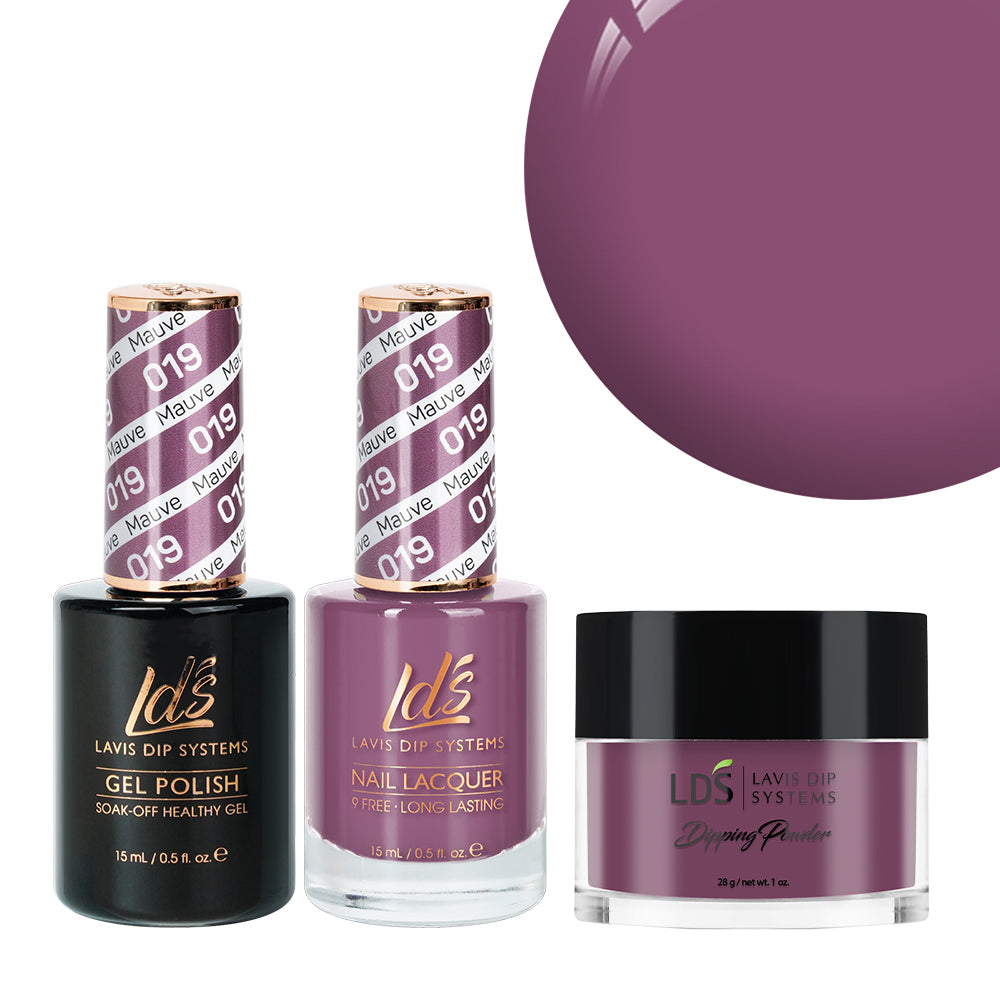 LDS 3 in 1 - 019 Mauve - Dip, Gel & Lacquer Matching