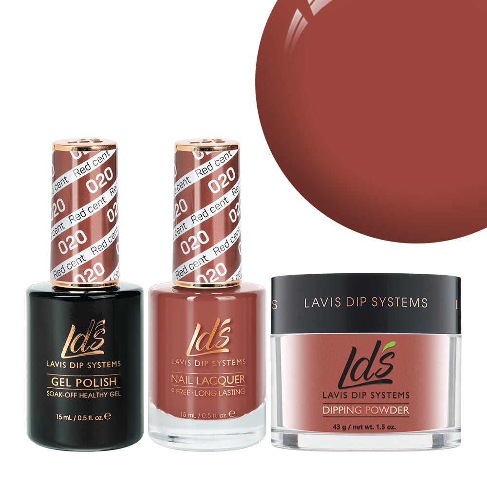 LDS 3 in 1 - 020 Red Cent - Dip, Gel & Lacquer Matching