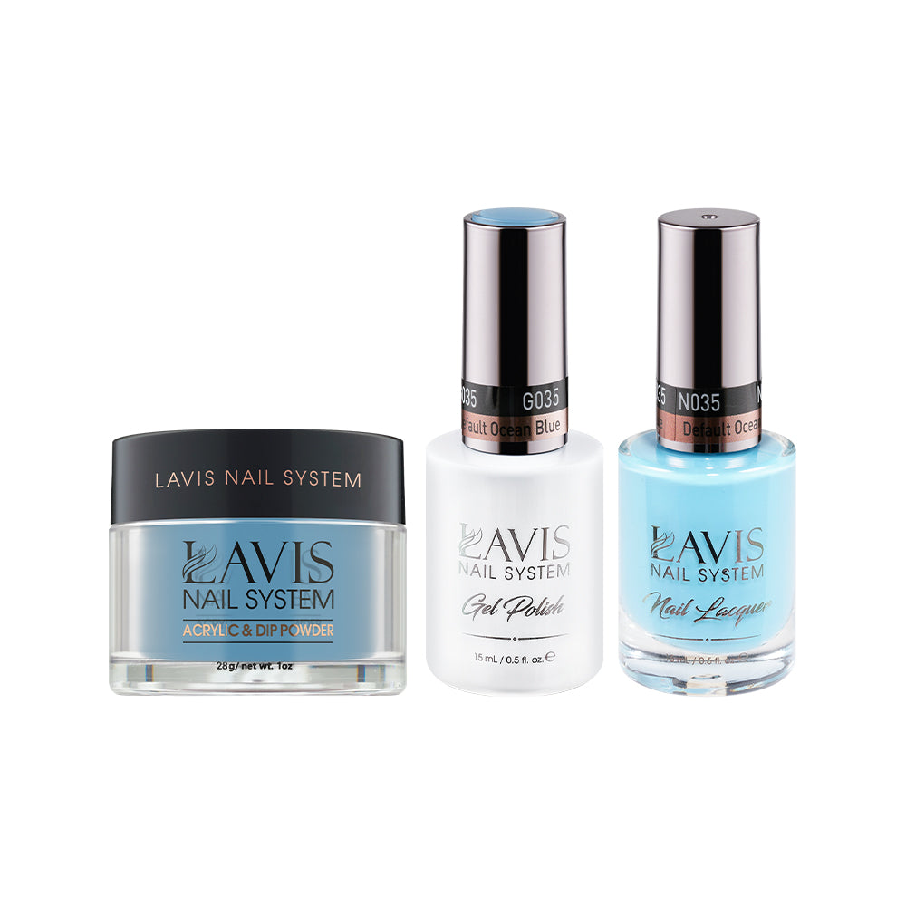 LAVIS 3 in 1 - 035 Default Ocean Blue - Acrylic & Dip Powder, Gel & Lacquer