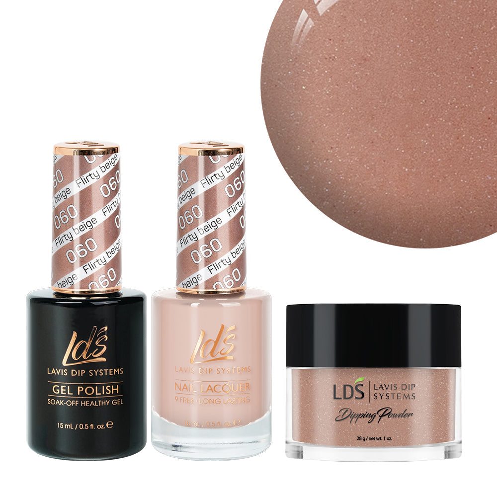LDS 3 in 1 - 060 Flirty Beige - Dip, Gel & Lacquer Matching