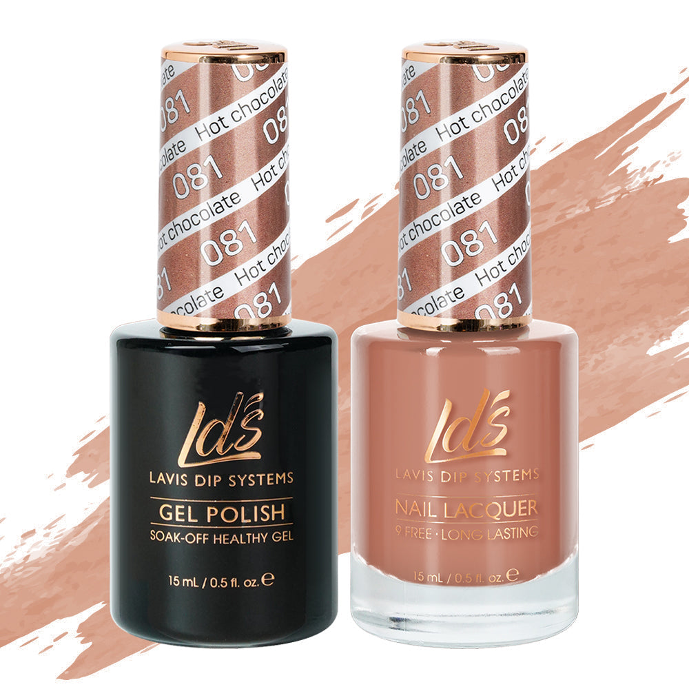 LDS Gel Nail Polish Duo - 081 Brown Colors - Hot Chocolate