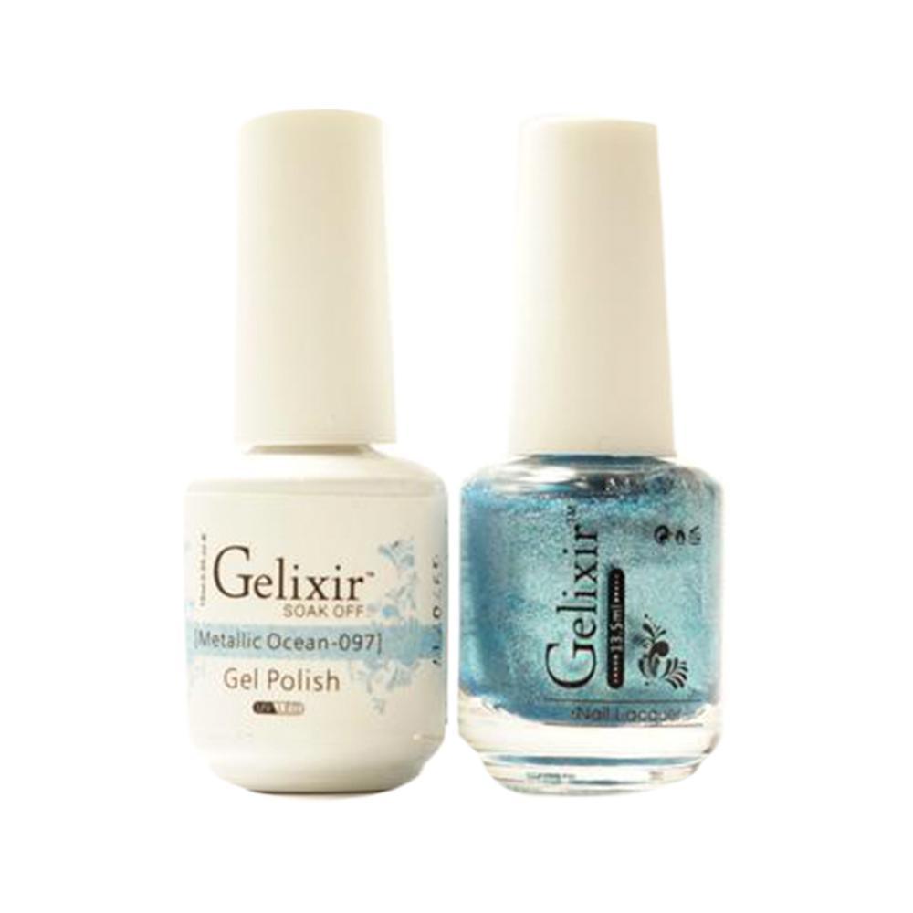 Gelixir Gel Nail Polish Duo - 097 Glitter, Blue Colors - Metallic Ocean