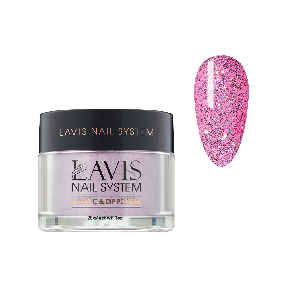 Lavis Acrylic Powder - 098 Pretty Pink Glitter - Pink, Glitter Colors