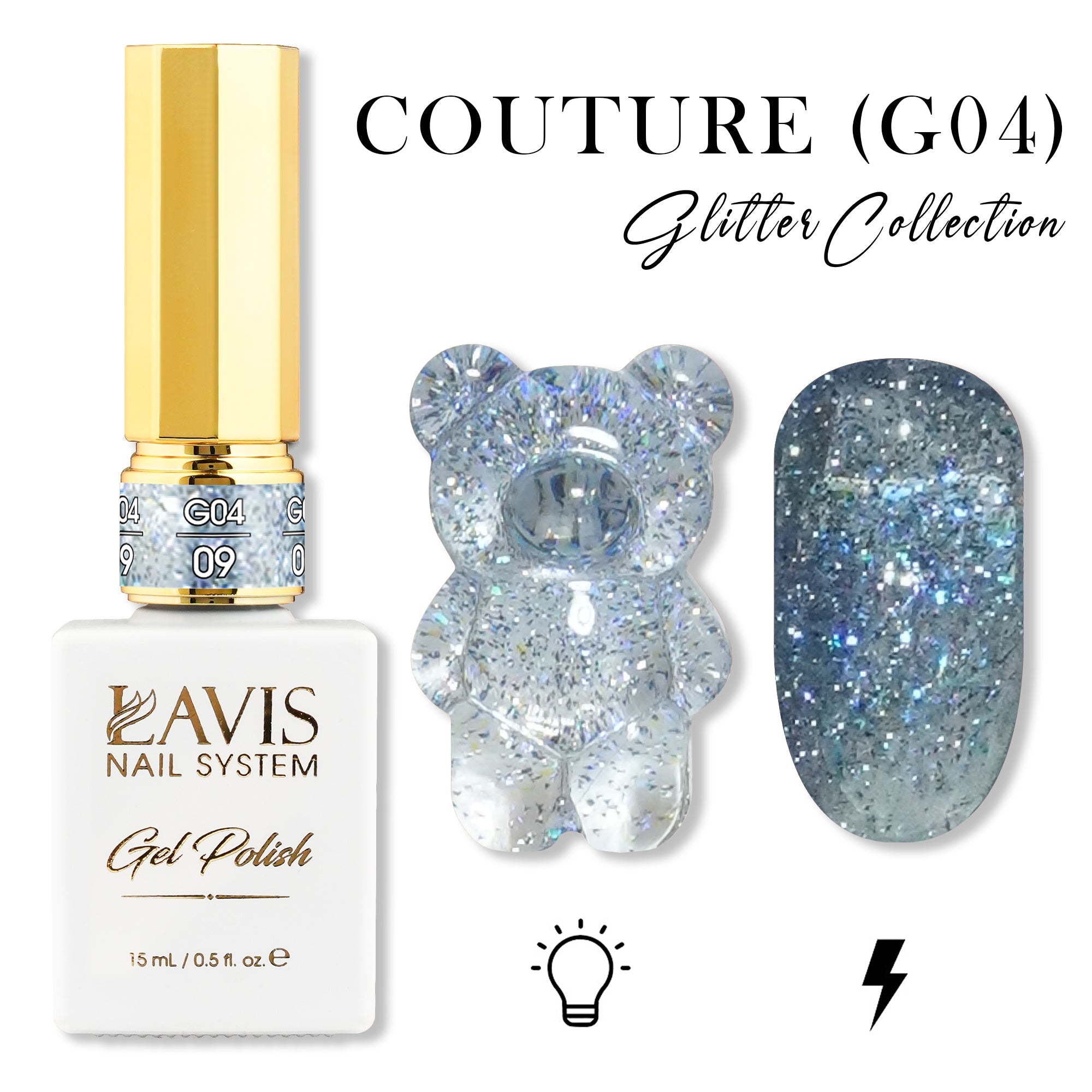 LAVIS Glitter G04 - Gel Polish 0.5 oz - Couture Collection