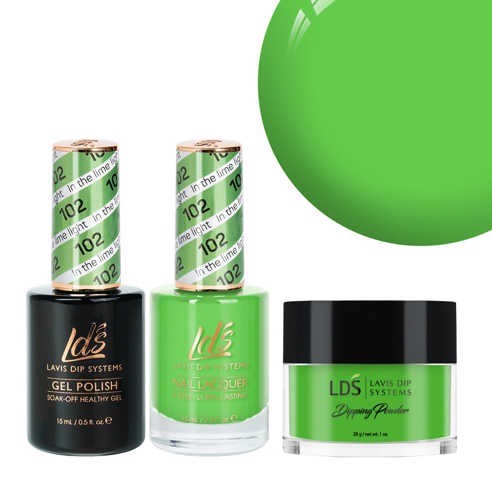 LDS 3 in 1 - 102 In The Lime Light - Dip, Gel & Lacquer Matching