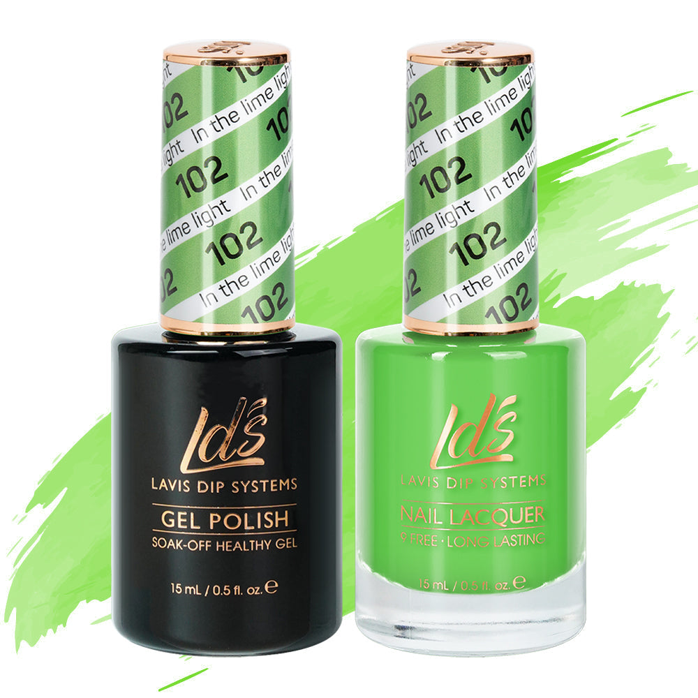 LDS Gel Nail Polish Duo - 102 Green Colors - In The Lime Light