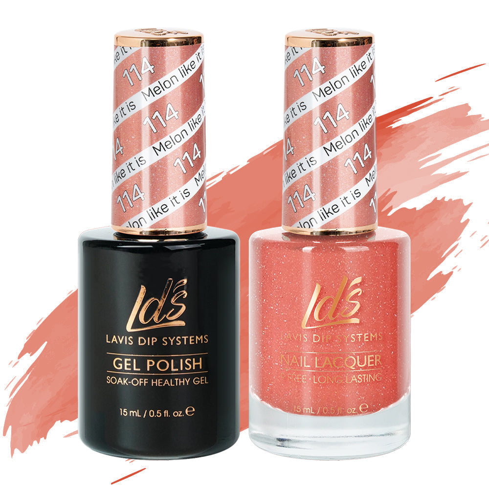 LDS Gel Nail Polish Duo - 114 Coral Colors - Melon Like It Is