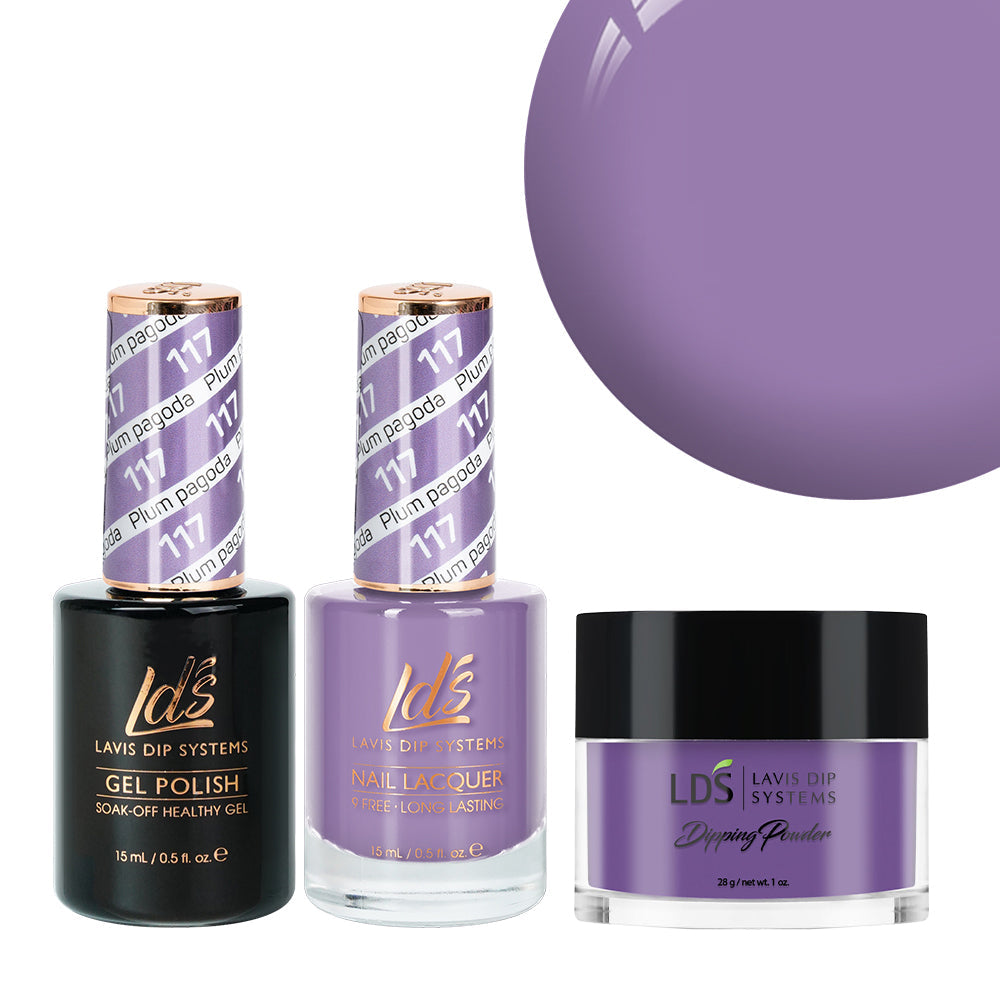 LDS 3 in 1 - 117 Plum Pagoda - Dip, Gel & Lacquer Matching