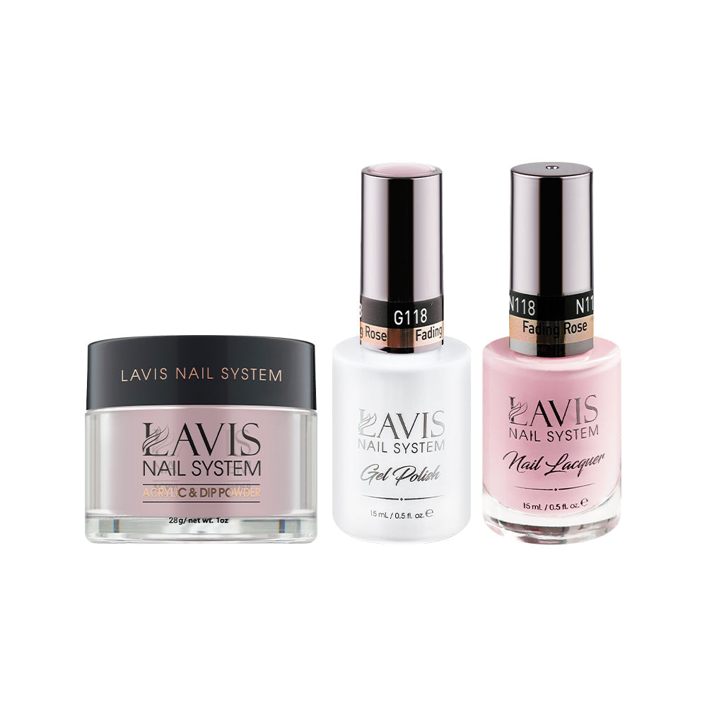 LAVIS 3 in 1 - 118 Fading Rose - Acrylic & Dip Powder, Gel & Lacquer