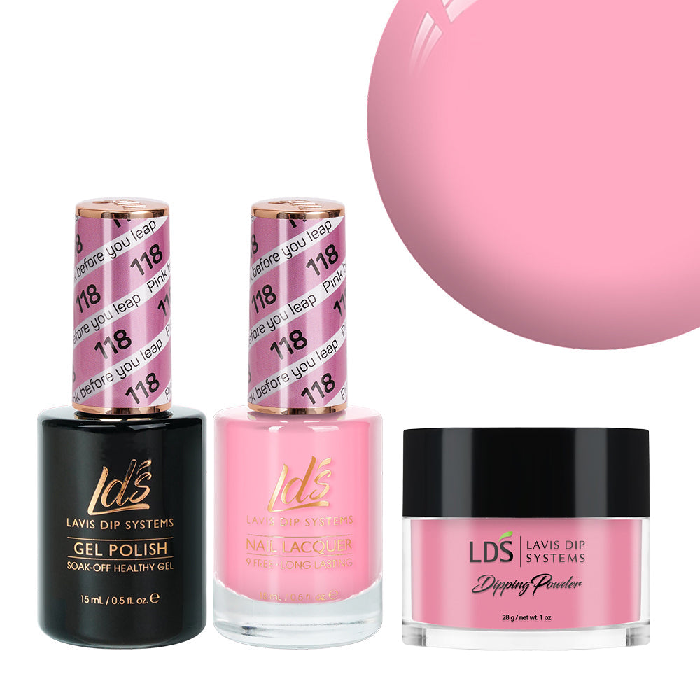 LDS 3 in 1 - 118 Pink Before You Leap - Dip, Gel & Lacquer Matching