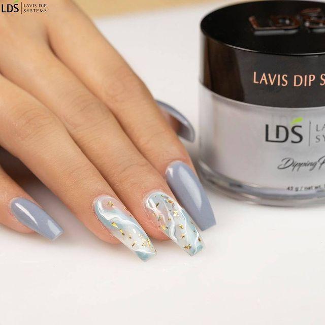 LDS Blue, Gray Dipping Powder Nail Colors - 009 Smoke Blue