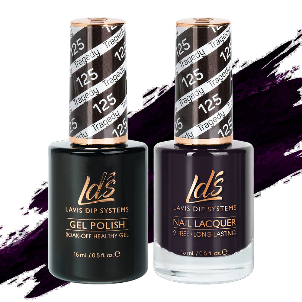LDS Gel Nail Polish Duo - 125 Black Colors - Tragedy
