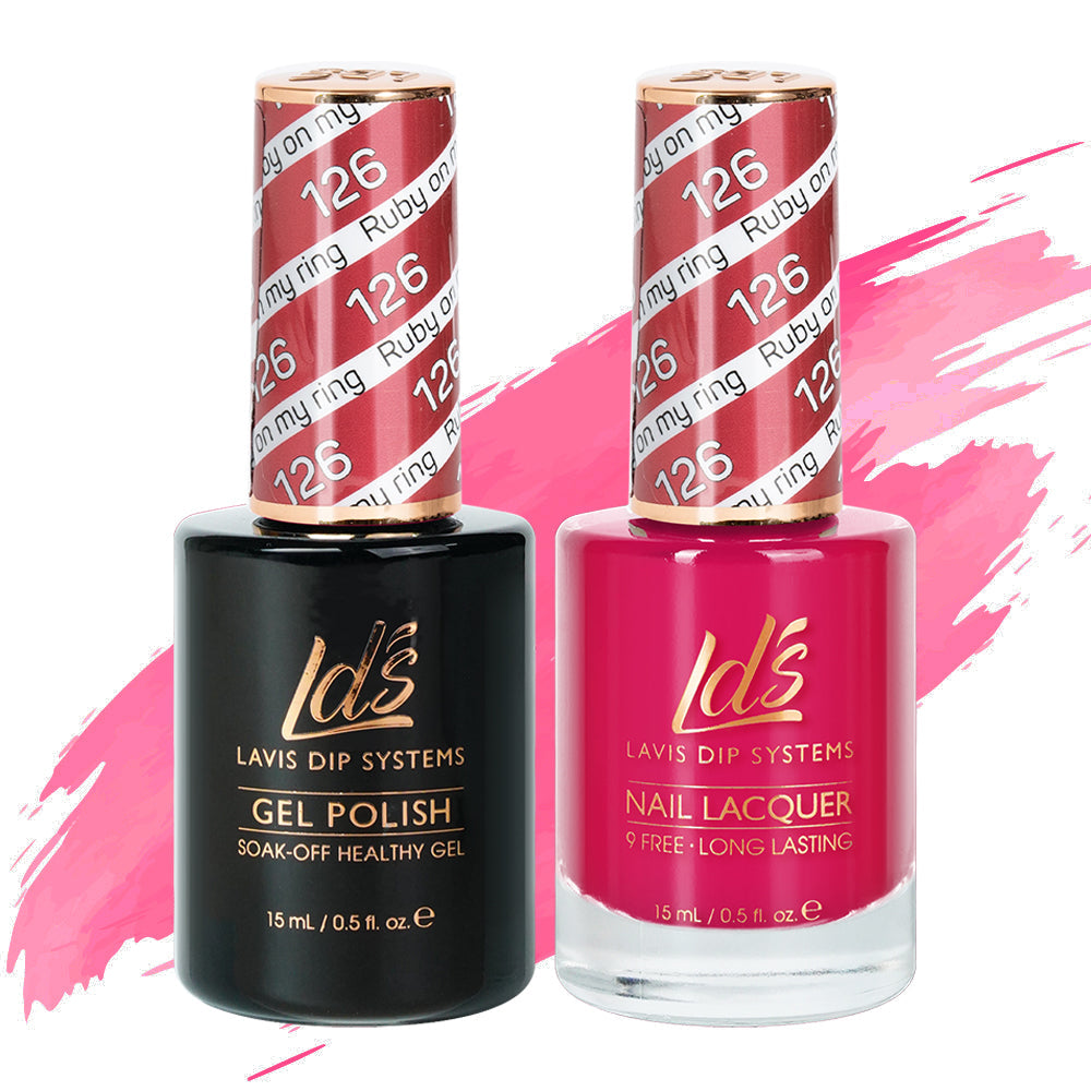 LDS Gel Nail Polish Duo - 126 Pink Colors - Ruby On My Ring
