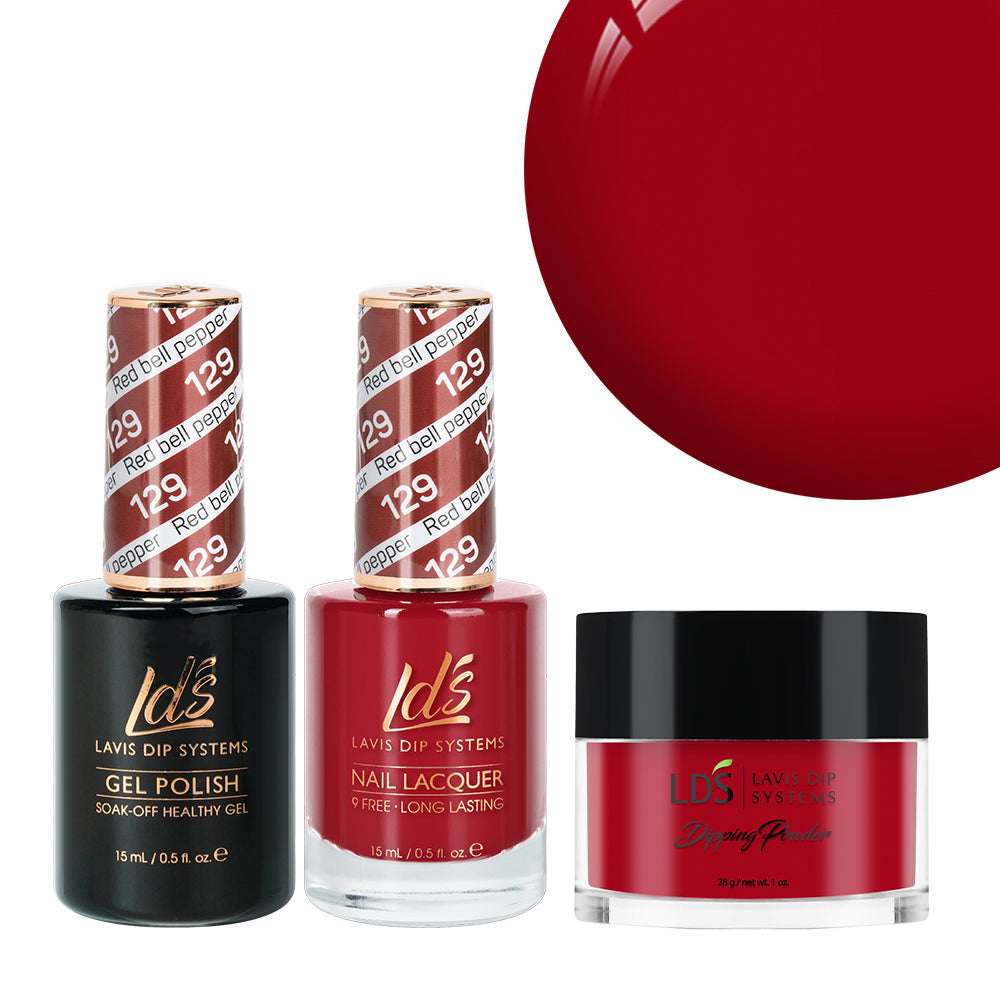 LDS 3 in 1 - 129 Red Bell Pepper - Dip, Gel & Lacquer Matching
