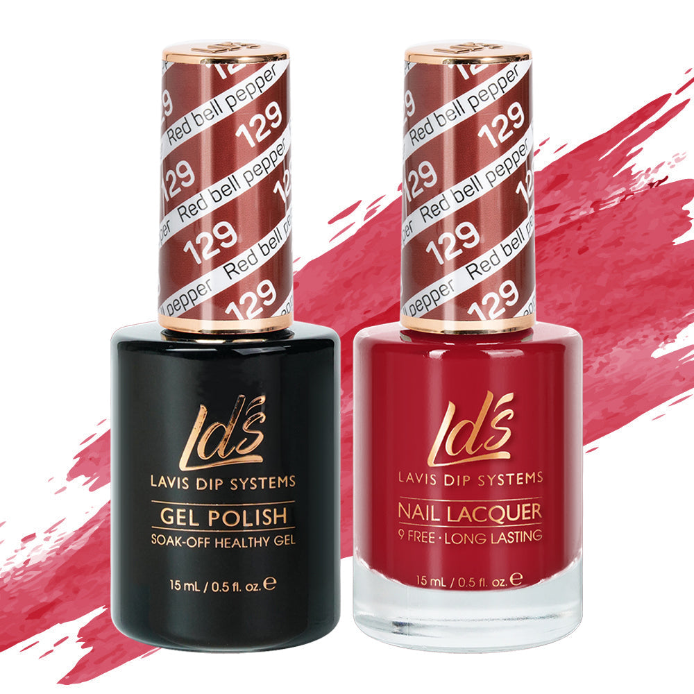 LDS Gel Nail Polish Duo - 129 Red Colors - Red Bell Pepper