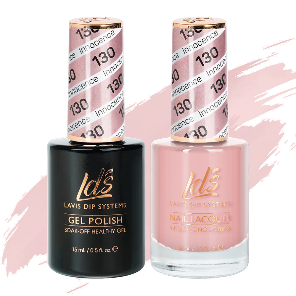 LDS Gel Nail Polish Duo - 130 Beige, Pink Colors - Innocence