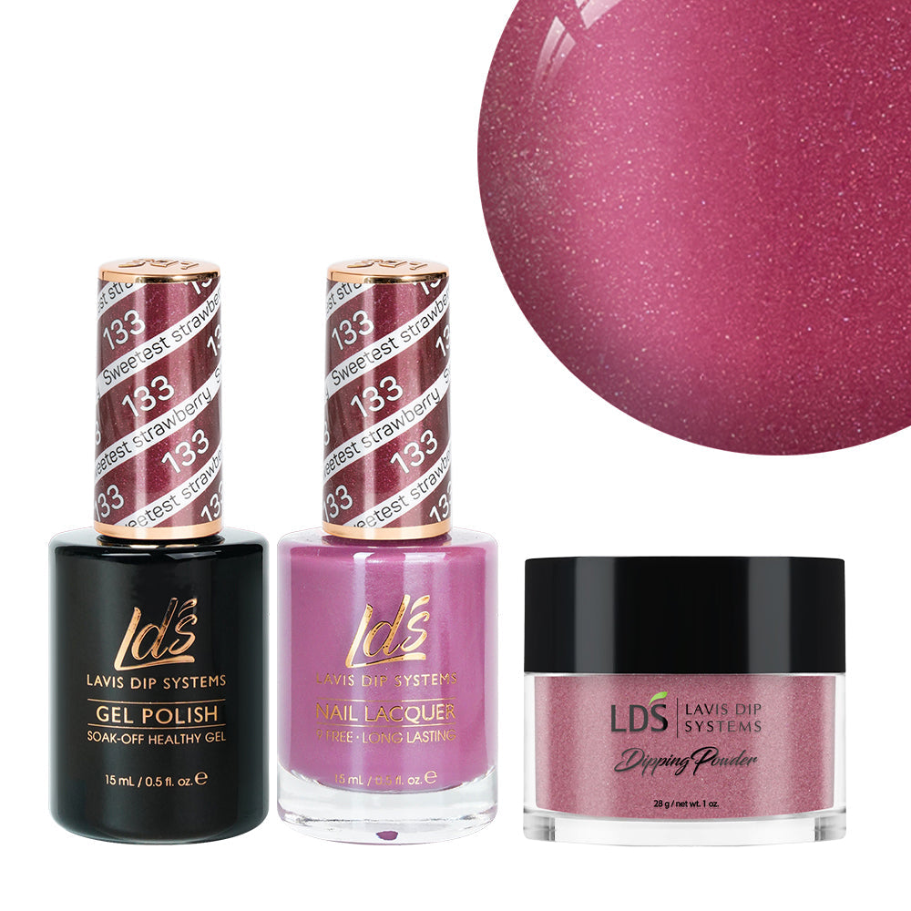 LDS 3 in 1 - 133 Sweetest Strawberry - Dip, Gel & Lacquer Matching