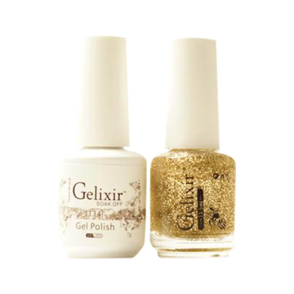Gelixir Gel Nail Polish Duo - 134 Gold, Glitter Colors