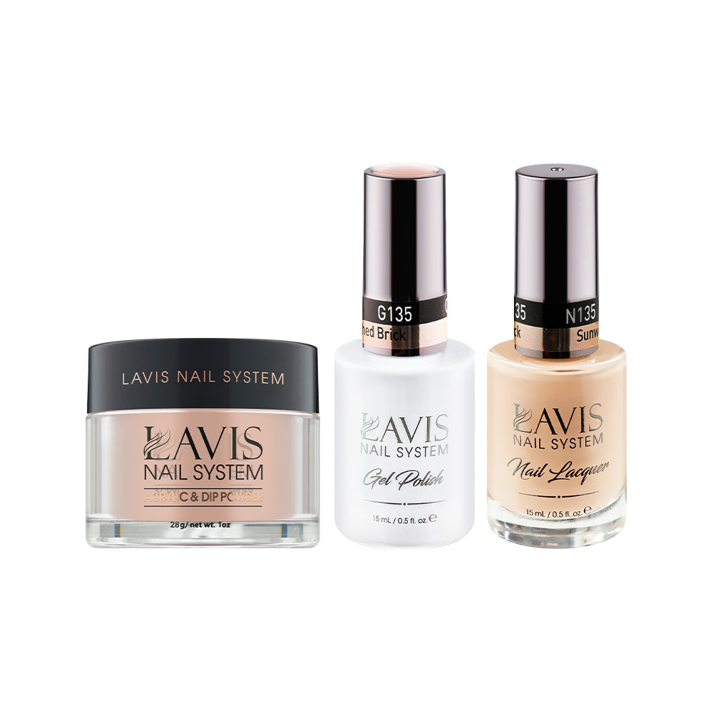 LAVIS 3 in 1 - 135 Sunwashed Brick - Acrylic & Dip Powder, Gel & Lacquer