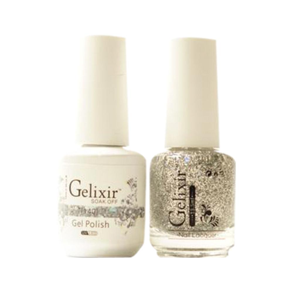 Gelixir Gel Nail Polish Duo - 140 Silver, Glitter Colors
