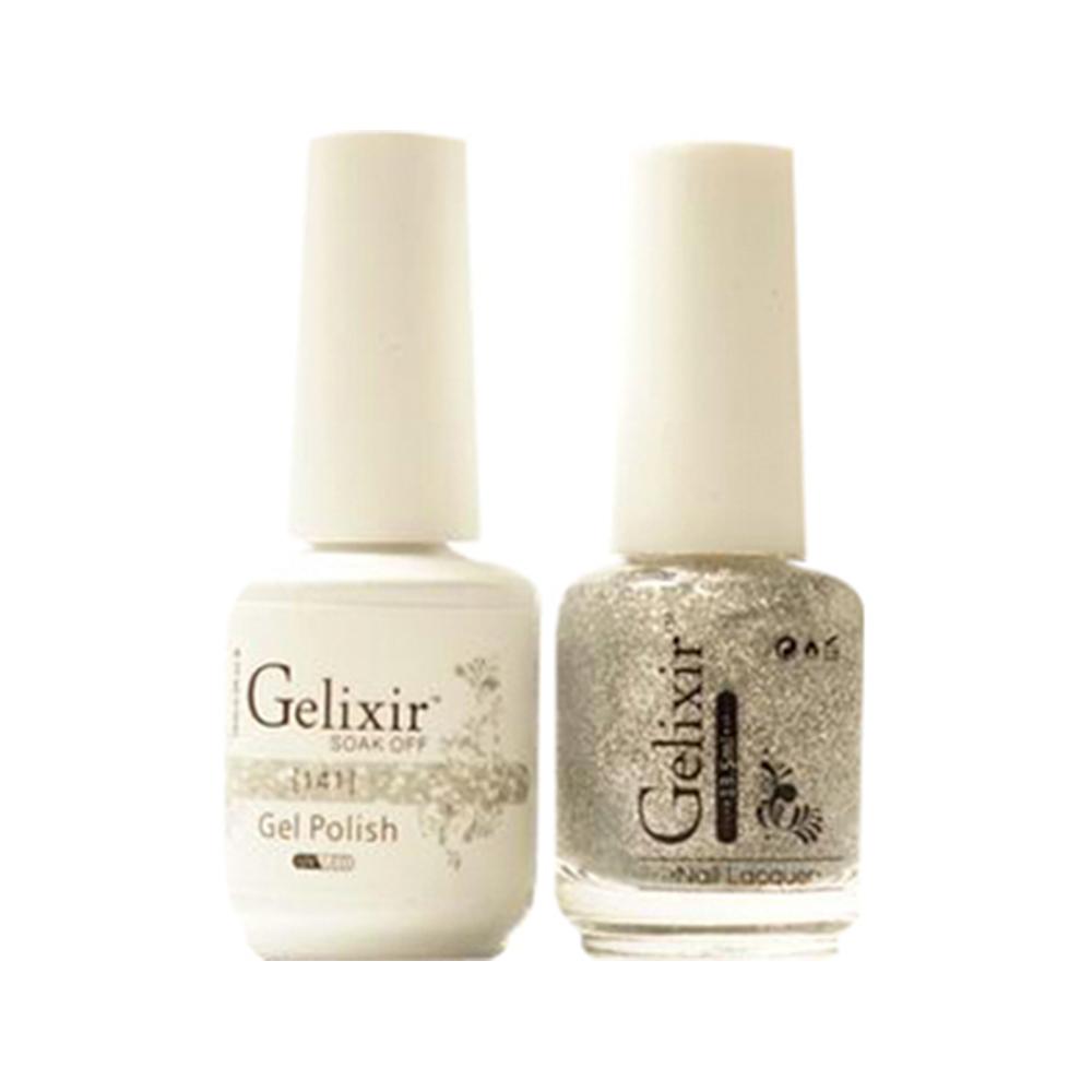 Gelixir Gel Nail Polish Duo - 141 Clear, Glitter, Silver Colors