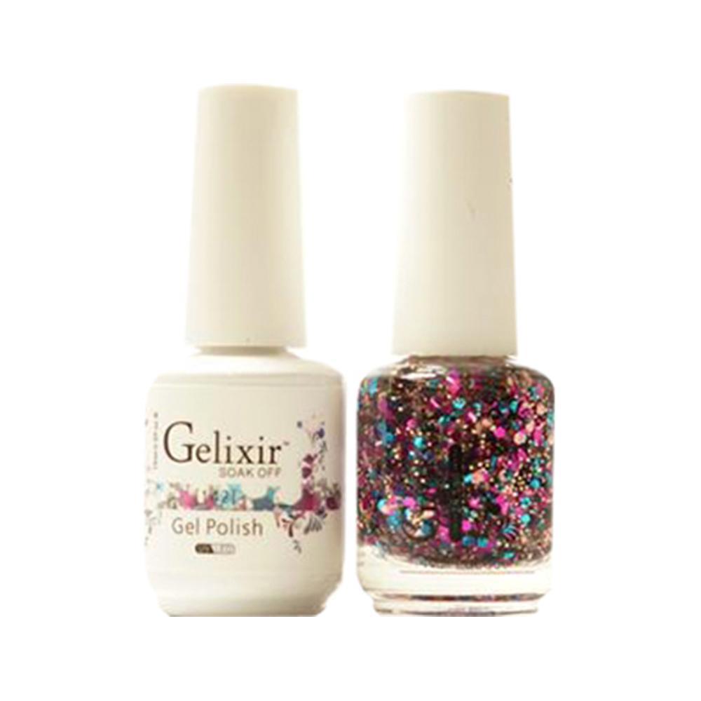 Gelixir Gel Nail Polish Duo - 142 Multi, Glitter Colors
