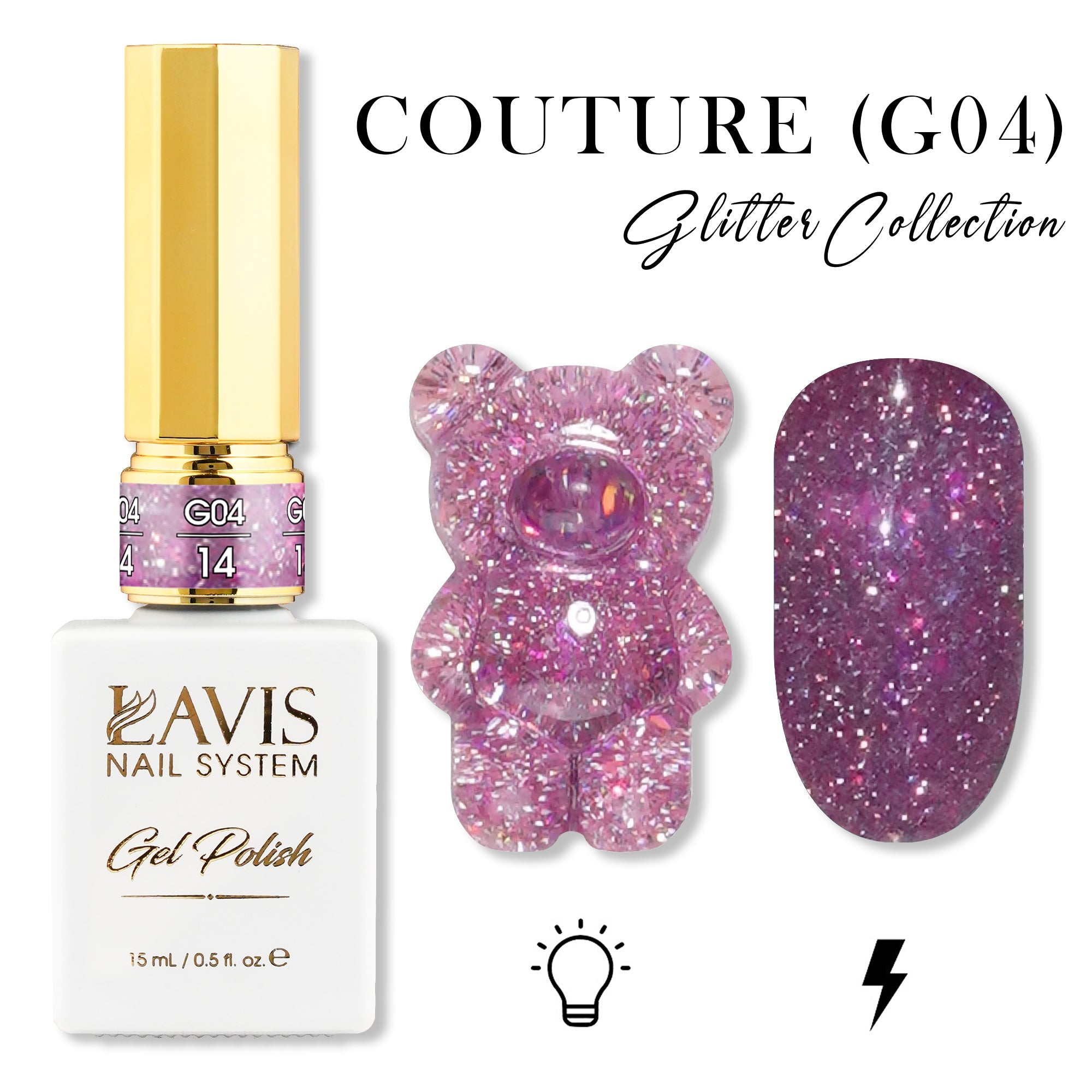 LAVIS Glitter G04 - Gel Polish 0.5 oz - Couture Collection