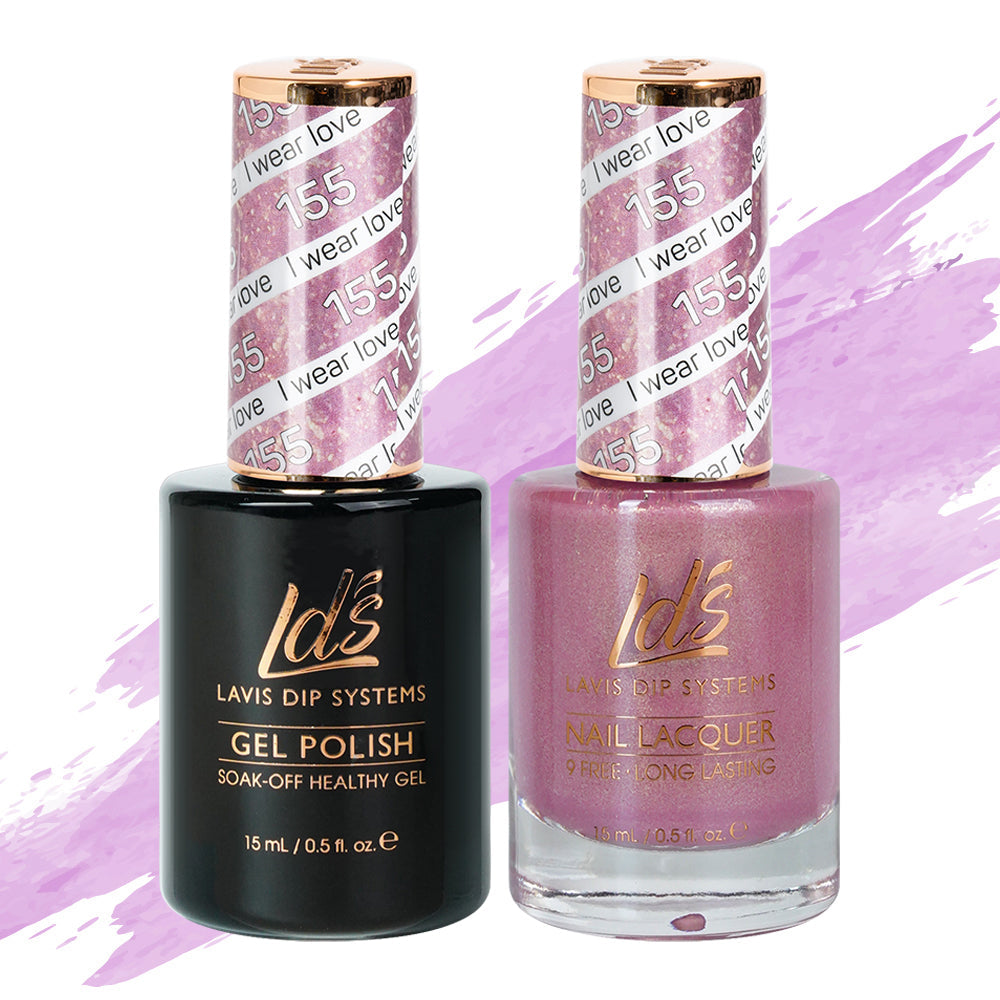 LDS Gel Nail Polish Duo - 155 Glitter, Pink Colors - I Wear Love
