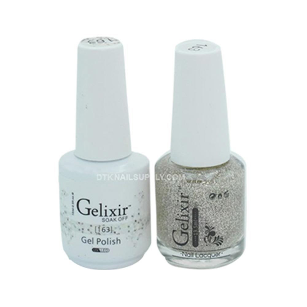 Gelixir Gel Nail Polish Duo - 163 Silver, Glitter Colors