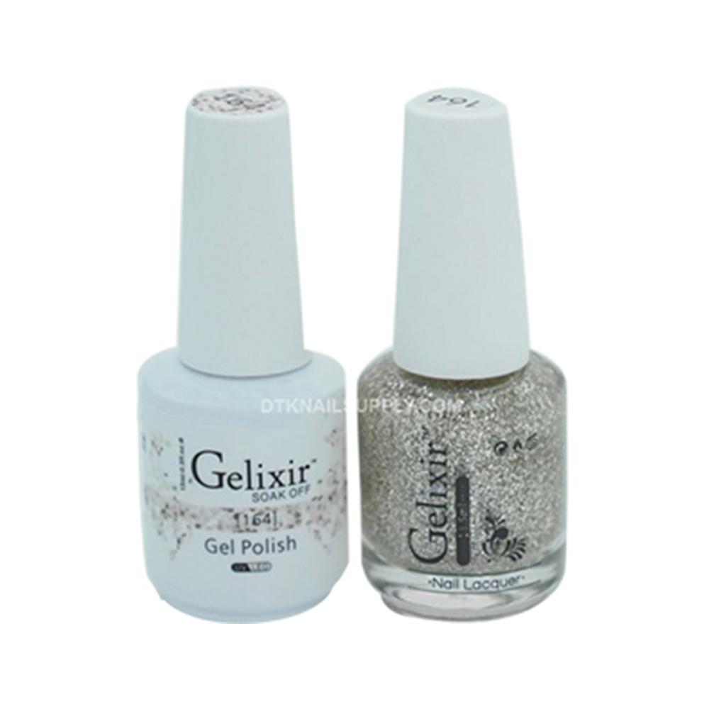 Gelixir Gel Nail Polish Duo - 164 Silver, Glitter Colors